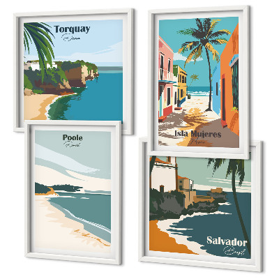 Set de cuadros modernos para salón Playas tropicales y palmeras