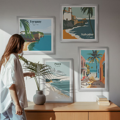 Set de cuadros modernos para salón Playas tropicales y palmeras