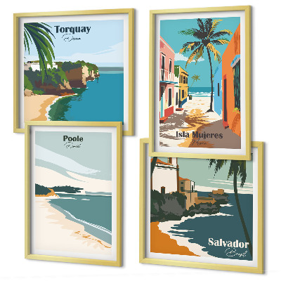 Set de cuadros modernos para salón Playas tropicales y palmeras