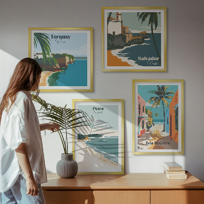 Set de cuadros modernos para salón Playas tropicales y palmeras