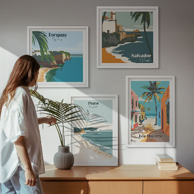Set de cuadros modernos para salón Playas tropicales y palmeras