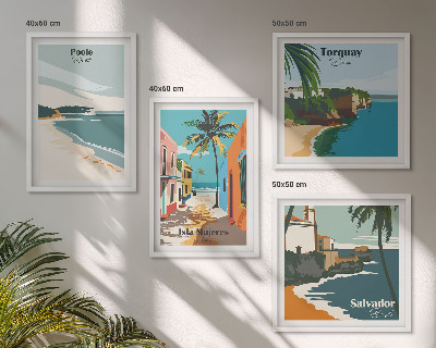 Set de cuadros modernos para salón Playas tropicales y palmeras
