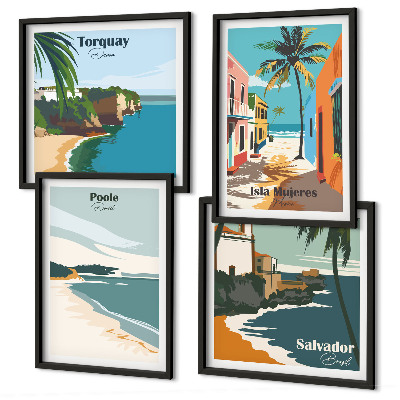 Set de cuadros modernos para salón Playas tropicales y palmeras