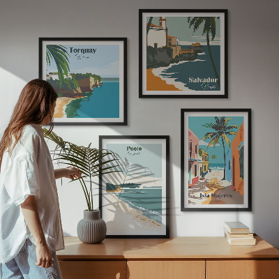 Set de cuadros modernos para salón Playas tropicales y palmeras