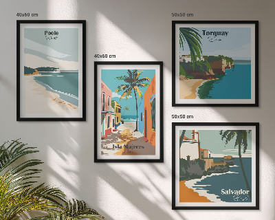 Set de cuadros modernos para salón Playas tropicales y palmeras
