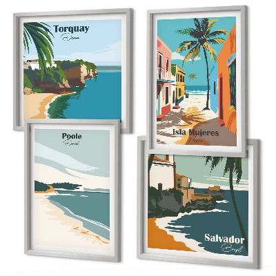 Set de cuadros modernos para salón Playas tropicales y palmeras