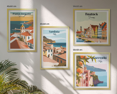Set de 4 cuadros para salón Vistas de puertos europeos