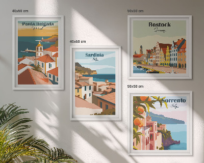 Set de 4 cuadros para salón Vistas de puertos europeos
