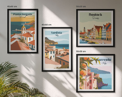 Set de 4 cuadros para salón Vistas de puertos europeos