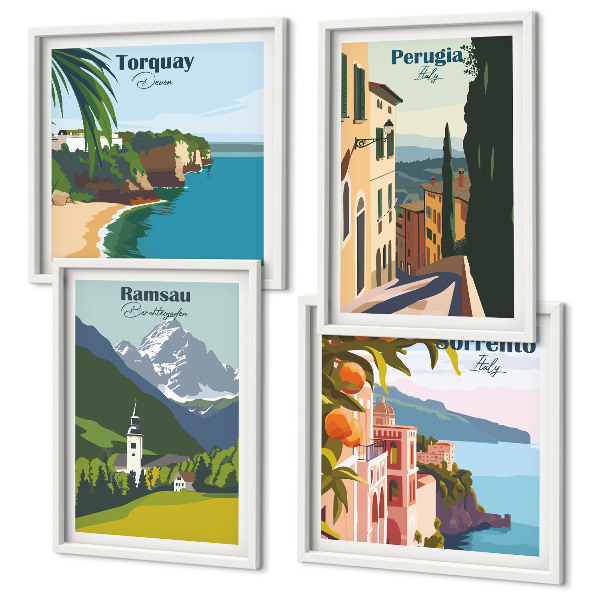 Galería de pared Paisajes de montaña y ciudades