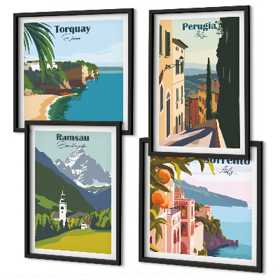 Galería de pared Paisajes de montaña y ciudades
