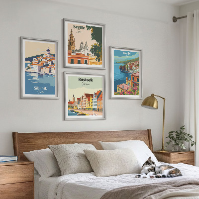 Set de cuadros modernos para salón Paisajes de ciudades europeas