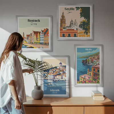Set de cuadros modernos para salón Paisajes de ciudades europeas