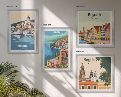 Set de cuadros modernos para salón Paisajes de ciudades europeas