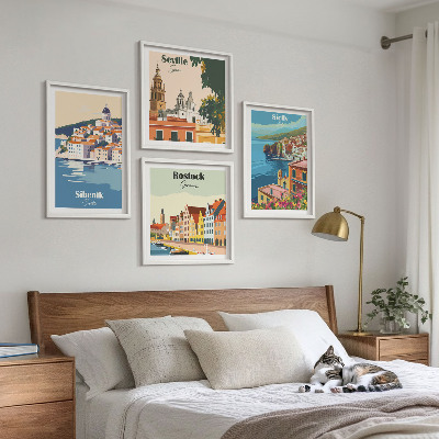 Set de cuadros modernos para salón Paisajes de ciudades europeas