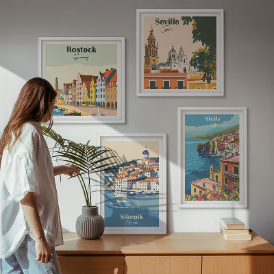 Set de cuadros modernos para salón Paisajes de ciudades europeas