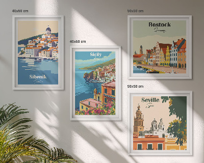 Set de cuadros modernos para salón Paisajes de ciudades europeas