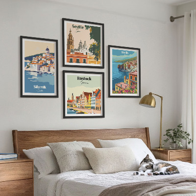 Set de cuadros modernos para salón Paisajes de ciudades europeas