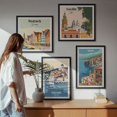 Set de cuadros modernos para salón Paisajes de ciudades europeas