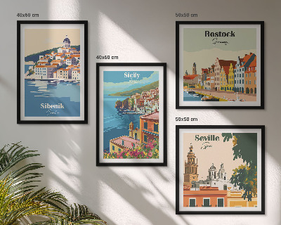 Set de cuadros modernos para salón Paisajes de ciudades europeas
