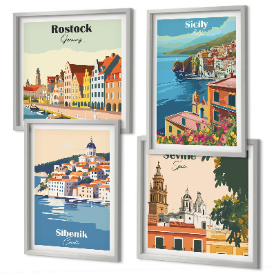 Set de cuadros modernos para salón Paisajes de ciudades europeas