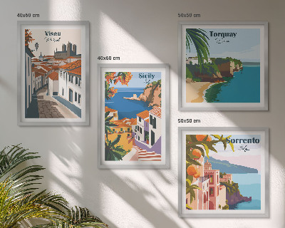 Set de cuadros modernos para salón Ilustraciones retro de ciudades del mundo