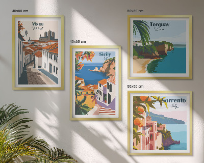 Set de cuadros modernos para salón Ilustraciones retro de ciudades del mundo