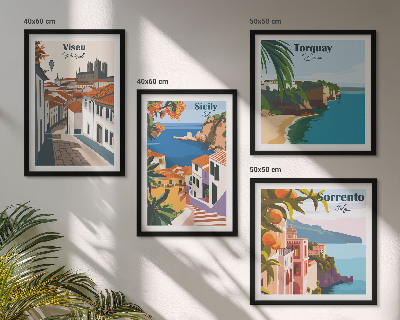 Set de cuadros modernos para salón Ilustraciones retro de ciudades del mundo