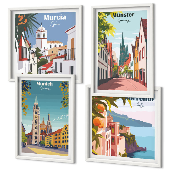Galería de pared Ciudades europeas en ilustraciones a color