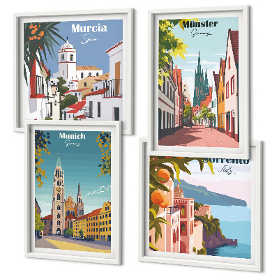 Galería de pared Ciudades europeas en ilustraciones a color