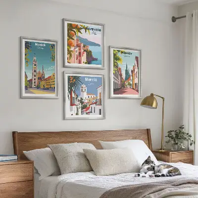 Galería de pared ilustraciones a color de ciudades europeas