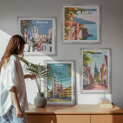 Galería de pared Ciudades europeas en ilustraciones a color