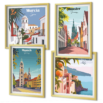 Galería de pared Ciudades europeas en ilustraciones a color