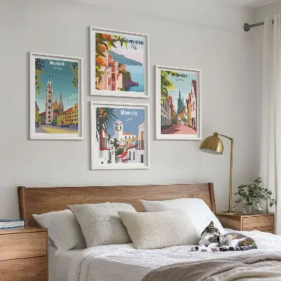 Galería de pared ilustraciones a color de ciudades europeas