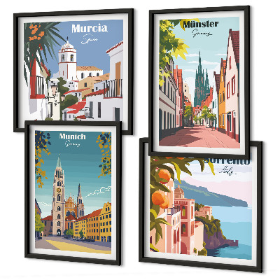 Galería de pared Ciudades europeas en ilustraciones a color