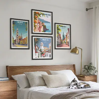 Galería de pared ilustraciones a color de ciudades europeas