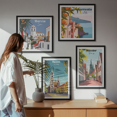 Galería de pared Ciudades europeas en ilustraciones a color