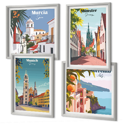 Galería de pared Ciudades europeas en ilustraciones a color