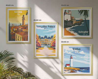 Set de cuadros modernos para salón Vistas de lugares famosos junto al mar.