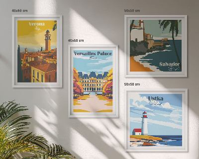 Set de cuadros modernos para salón Vistas de lugares famosos junto al mar.