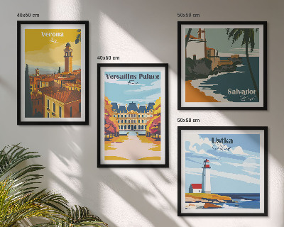 Set de cuadros modernos para salón Vistas de lugares famosos junto al mar.
