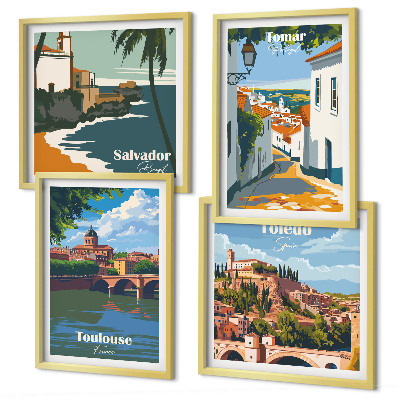 Galería de pared Gráficos de ciudad retro