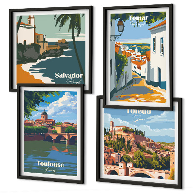 Galería de pared Gráficos de ciudad retro