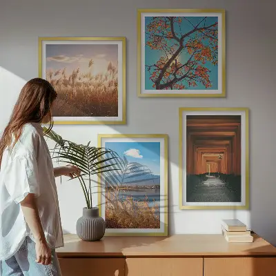 Set de 4 cuadros para salón con motivos de paisajes naturales japoneses