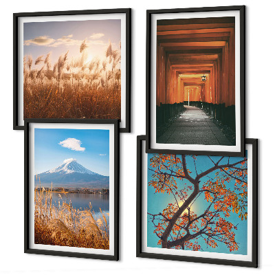 Set de 4 cuadros para salón paisajes naturales japoneses