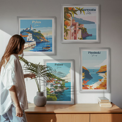 Set de cuadros modernos para salón Paisajes retro con un estilo pintoresco.