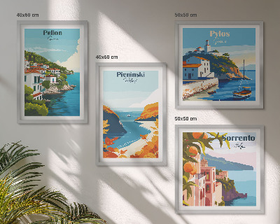 Set de cuadros modernos para salón Paisajes retro con un estilo pintoresco.
