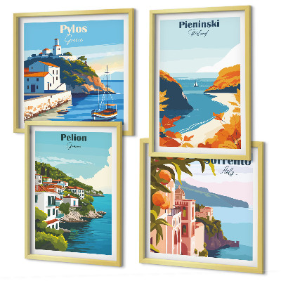 Set de cuadros modernos para salón Paisajes retro con un estilo pintoresco.