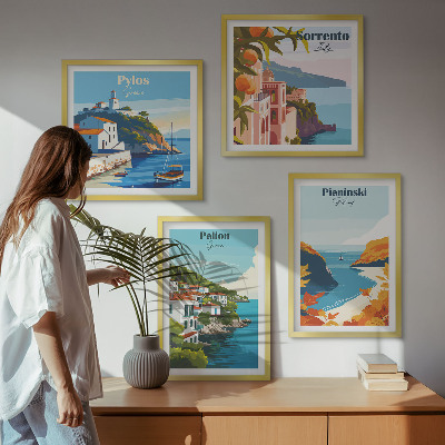 Set de cuadros modernos para salón Paisajes retro con un estilo pintoresco.