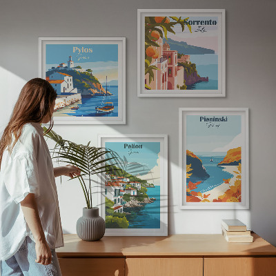 Set de cuadros modernos para salón Paisajes retro con un estilo pintoresco.